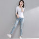 White niche middle -sleeved T -shirt female slim -sleeve bottoming shirt seven -point sleeve tight top black inner body shirt summer
