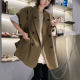 European-style casual suit jacket for women in spring and autumn 2025 new loose and fashionable mid-length double-breasted suit