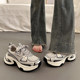 Popular versatile thick-soled dad shoes for women with small height increase 2025 super hot new autumn silver sports casual shoes