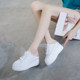 Spring and summer half-slippers for women with toe caps, outer wear, inner heightening, thick-soled sponge cake, 8cm heelless, white shoes, high-heeled sandals