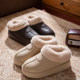 Waterproof cotton slippers for women 2025 new winter outer wear non-slip plush warm home plus velvet thick bottom bag heel cotton shoes