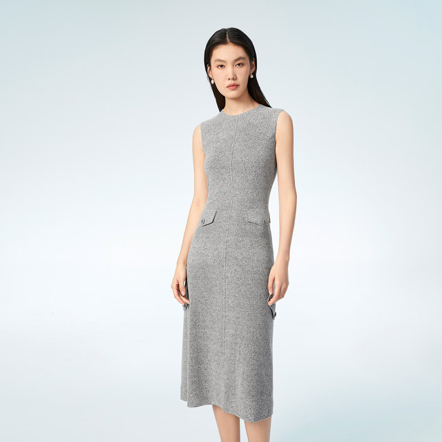 OVV spring and summer hot selling women's clothing simple and atmospheric stretch H-shaped classic round neck casual sleeveless dress