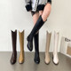 Long boots for women's knight boots 2025 spring and autumn new mid-boots boots long boots Martin boots cowboy boots white high boots