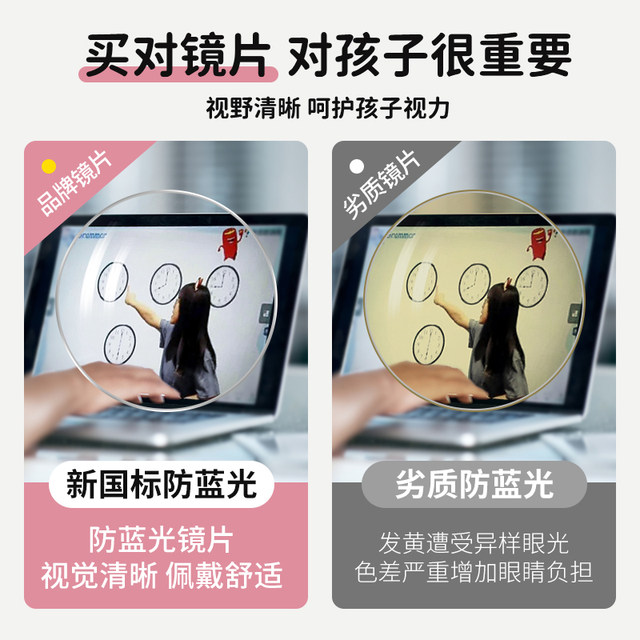 Children's myopia glasses for girls, professional anti-blue light radiation eye protection for girls, students, flat glasses frames for men