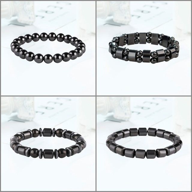 Magnetic therapy health care cervical vertebra magnet bracelet magnetic black gallstone bracelet for men and women to help sleep and anti-fatigue couples magnetic bracelets