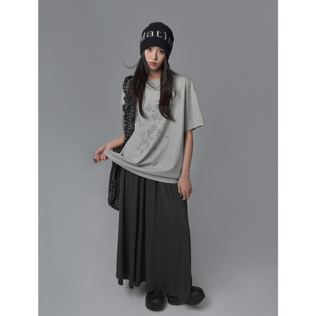 SIXI Four Xi Home Free American Style Irregular Letter Print Short Sleeve T-shirt for Women Spring and Summer Loose Underwear Top