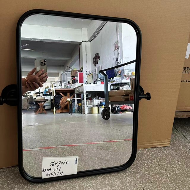 Promotional foreign trade original order American country style iron rectangular retro wall-mounted mirror 56*60cm