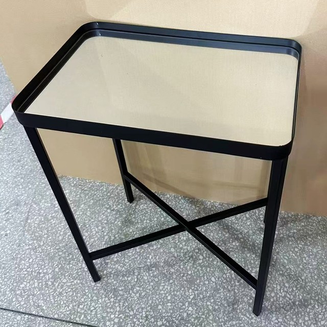 Promotional foreign trade original order simple modern style iron mirror square side table black gold 46*61cm