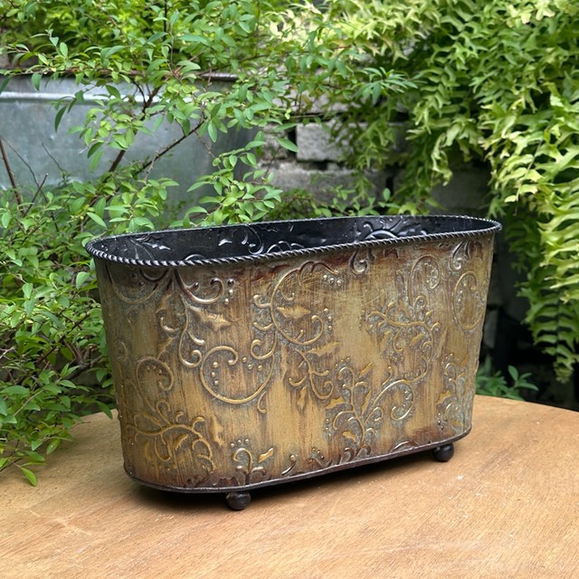 Foreign trade unique product American country style retro distressed embossed printed iron oval basin