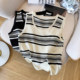 Summer sleeveless U-neck striped ice silk knitted vest women's design sleeveless breast-covering suspender top