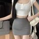 Hot girl pure slutty hip-pack skirt one-step skirt for women summer large size sexy high waist elastic tight straight chubby MM half-body skirt