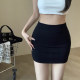 Black sexy hot girl large size hip short skirt for women in summer hot high waist straight versatile fat MM one-step skirt