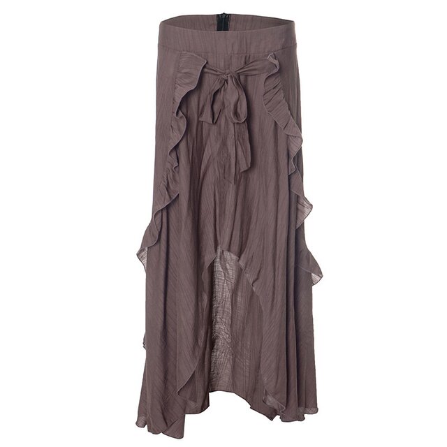 Find European and American large size retro style irregular wood ear design long skirt for women, vacation new long skirt
