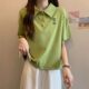 Lapel polo shirt short-sleeved T-shirt for women summer Korean style loose large size women's clothing slimming fat mm versatile student tops