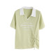 Ringling POLO shirt short -sleeved T -shirt women's summer Korean version loose large size women's contrasting color irregular split shirt
