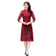 Shanifen 2025 new autumn lace embroidery middle-aged festive red wedding dress mother's dress