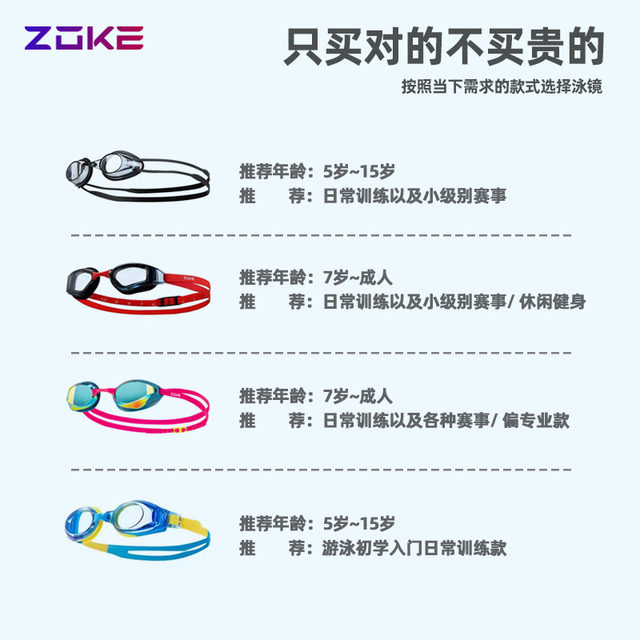zokezhouke professional training racing competition swimming goggles for adults, children, boys and girls, high-definition waterproof and anti-fog swimming goggles