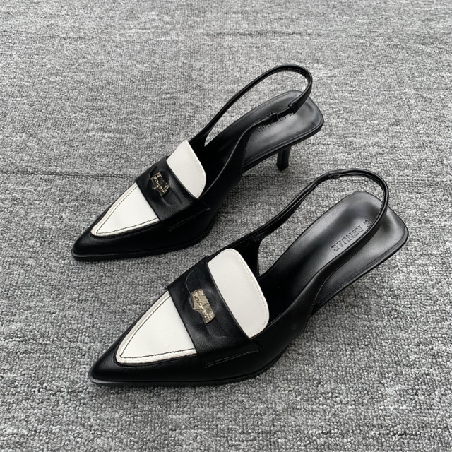 Foreign trade early spring single shoe female new pointed French -style Baotou color -colored small gold coins after empty sandals