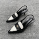 Foreign trade early spring single shoe female new pointed French -style Baotou color -colored small gold coins after empty sandals