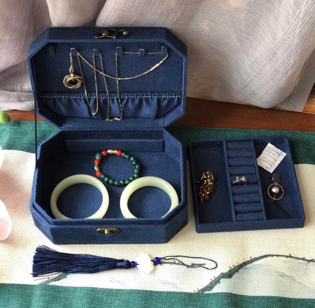 Retro jewelry box, Chinese style hand jewelry box, bracelet storage box, mirror storage, exquisite female gift gold jewelry box