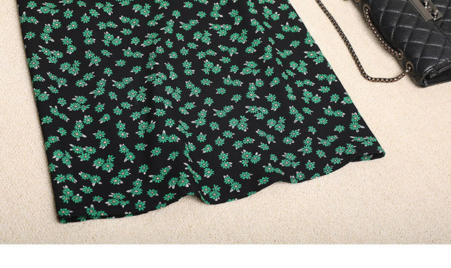 Floral skirt summer 2025 new mid-length versatile high-waisted large size women's temperament chiffon slim A-line long skirt