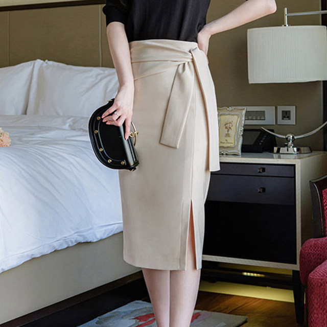 Jiuhong Boilet skirt hip skirt in Changchun Summer New Summer OL professional skirt High -waist, thin split, one -step skirt in the skirt

