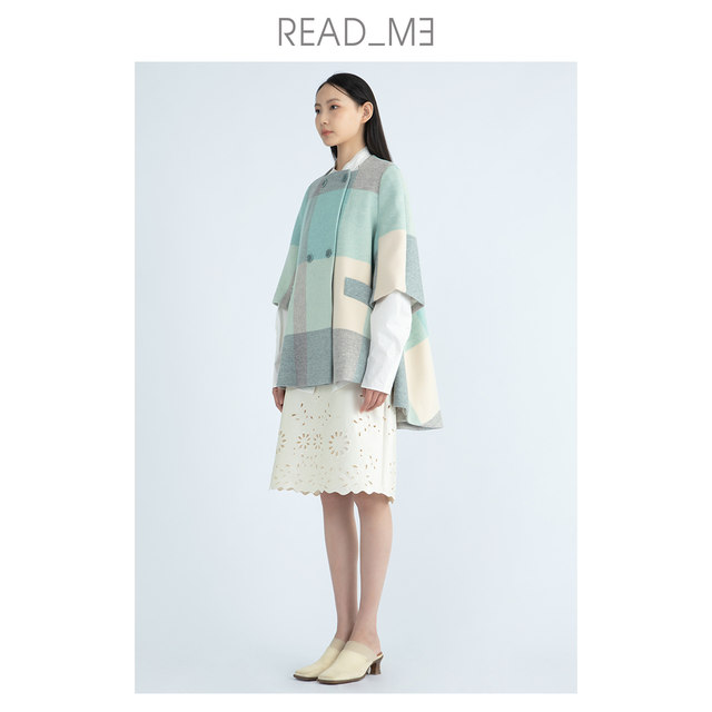 Readme read my minimalist temperament A version checked wool coat female T60904288