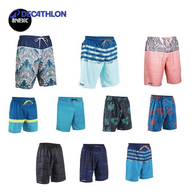 Decathlon swimming trousers Men's beach pants swimming trousers to prevent embarrassing new warm printing can be dropped in seaside flat angle IVU2