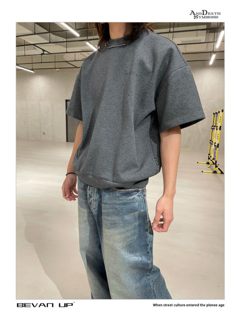 BEVAN UP ZIPPER TEE * Space Cotton 270G Ice-Sensory T-Shirt Roboli Ring Zipper