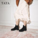 TATA his and her boots winter Chelsea boots slim fashion boots women's shoes short boots WZQ04DD5