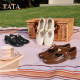 
TATA He and Her Supermodel Mary Jane shoes Retro Women's Shoes French Style Flat Sole Leather Single Shoes 7H020AA5