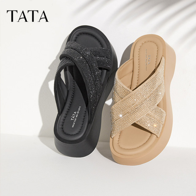 Cloud Slippers Tata Him Her Thick-soled Slippers Women's Outerwear Sandals Women's Platform Sandals 2024 Summer WBS03BT4