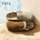 TATA Women's Shoes 2025 Velvet Birkenstock Shoes Outerwear Baotou Thick-soled Single Shoes Casual Shoes Slippers 4UL01CH5
