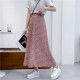 Huiyi Pavilion summer women's high waist skirt imitation silk a-line skirt Korean sweet high waist floral skirt midi skirt

