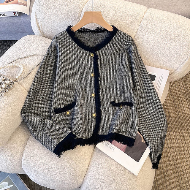 Middle-aged young mothers Xiaoxiangfeng knitted long-sleeved jacket women's suit middle-aged and elderly women autumn and winter new three-piece set