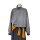 Retro contrasting striped turtleneck sweatshirt for women in winter lazy style plus velvet thickened single-breasted loose pullover top
