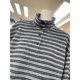 Retro contrasting striped turtleneck sweatshirt for women in winter lazy style plus velvet thickened single-breasted loose pullover top
