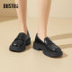 Dadong Loafer Women's Shoes 2025 Spring New Thick Heel Medium Heel Cover Round Head Flat Plate C1250