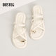 Dadong toe slippers women's shoes 2025 summer new fashion casual thick heel mid-heel round toe cover X1279