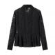 AliExpress 2025 summer cross-border European and American women's clothing black flower cut lotus leaf long sleeve shirt top for women
