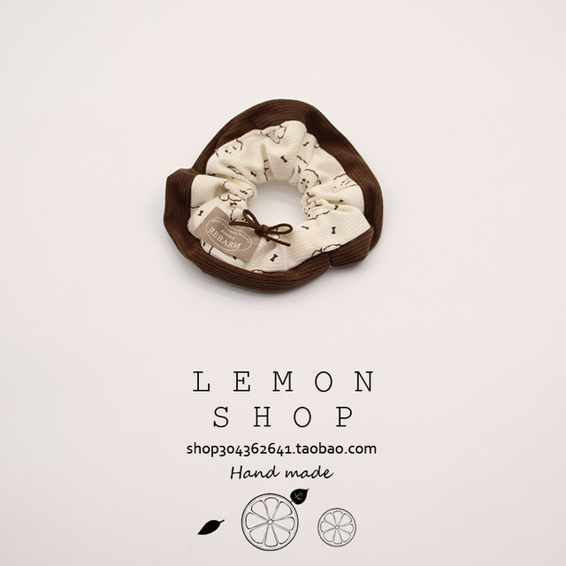 New cartoon puppy cute large intestine hairband sweet bun tying hair rubber band high-end headdress