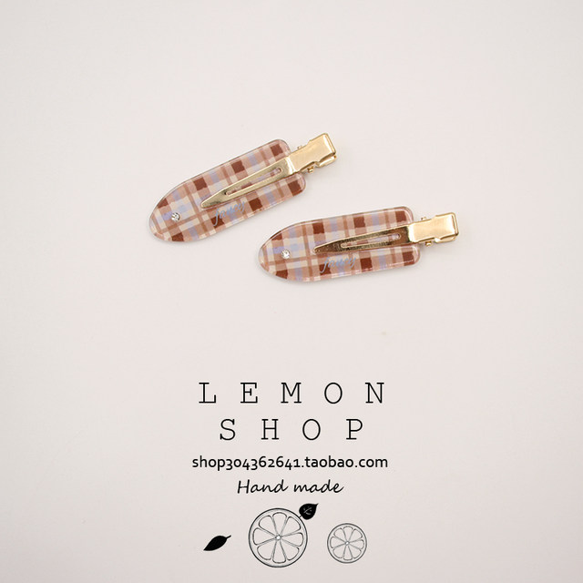 Coffee color seamless hairpin retro plaid edge clip makeup clip girl bangs clip card broken hair duckbill clip hair accessories