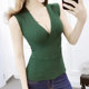Summer sexy low-cut cross V-neck short style inner scheming camisole women's slim knitted bottoming shirt top