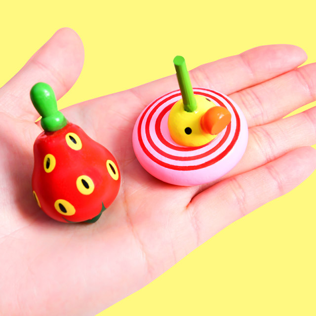 Gyro toys children boy wooden rotating small gyro pressure relief toys manual turn girls hand-turn vintage hand-roll