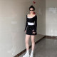 Black drawing half -bodies women's skirt 2024 spring and summer new high waist, thin bag hips A -line casual sports skirt