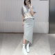 "Positive and negative two wears' designer brand 24 spring and summer crying girl asymmetric split double -layer straight half -body skirt