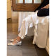 Buyer store new product 24 spring and summer lace asymmetric oblique ruffled slit skirts irregular long skirt women
