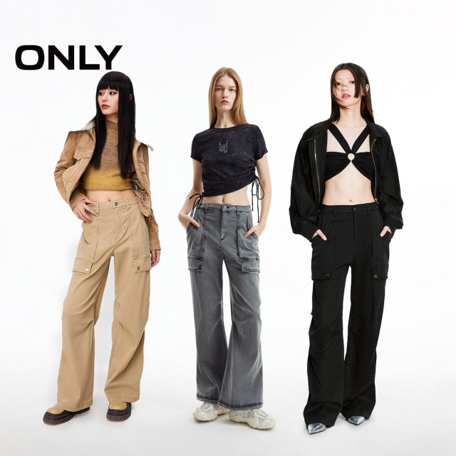 ONLY Dopamine Fashion Versatile Loose Elastic American Retro Straight Pocket Overalls Casual Pants Women