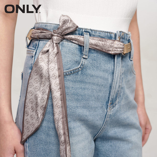 ONLY summer fashion breasted color block high waist loose bell-bottom jeans women 124132078