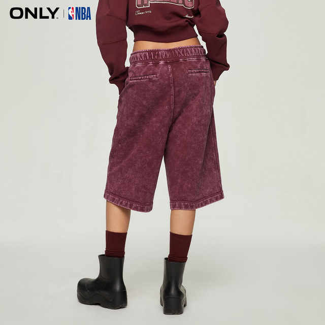 ONLY summer NBA co-branded style versatile and comfortable high-waisted slim and worn embroidered shorts casual pants for women